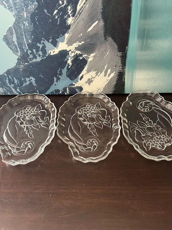 Other - Set of 3 Clear Glass Snack Plates